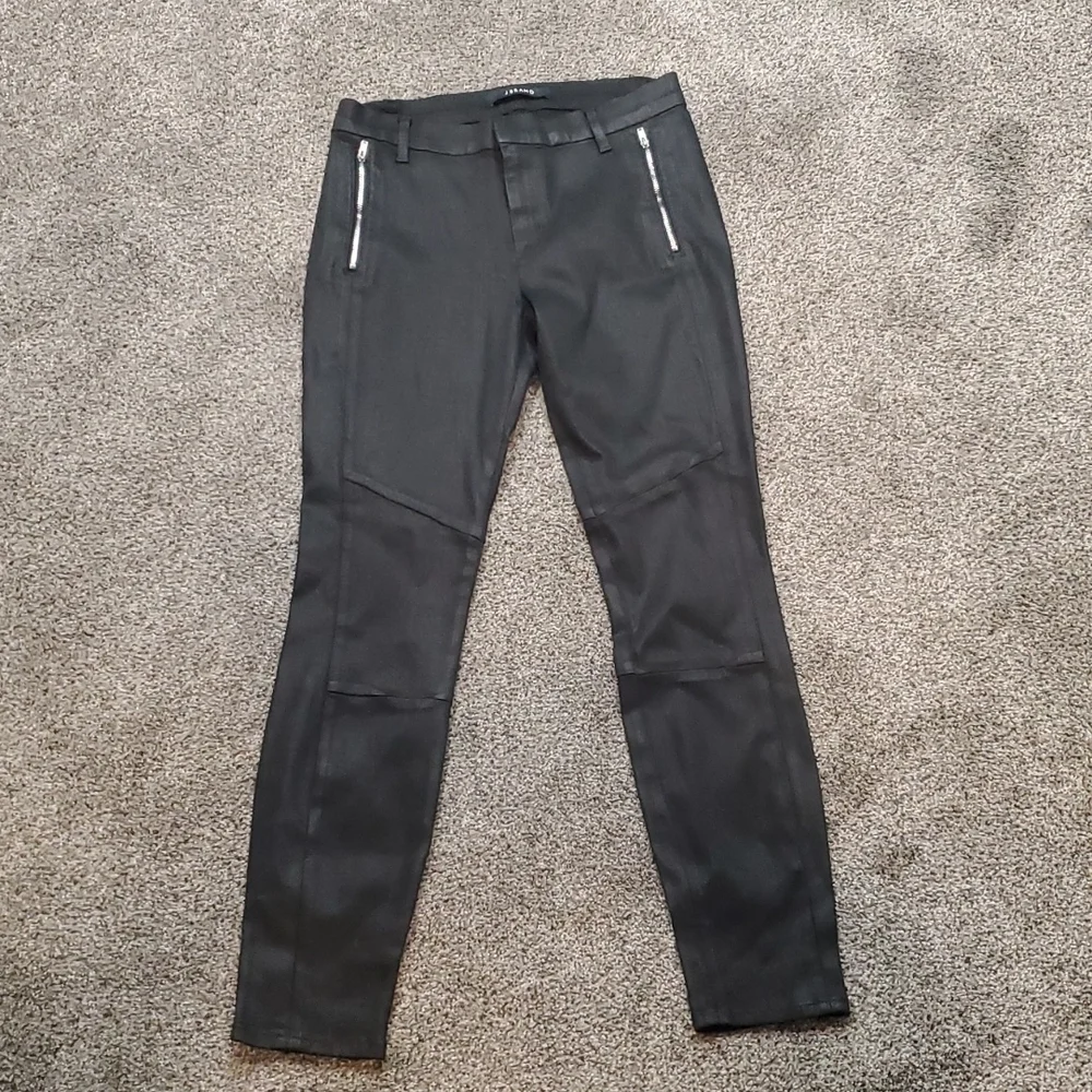 J Brand Womens Moto Skinny in Coated Black Jeans sz 29